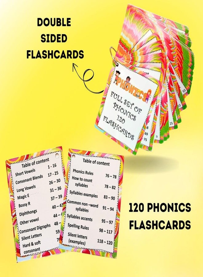 EDUSTAR Phonics Fun Learning (35 Spelling Rules + 120 Phonics Flashcards) | Essential Spelling Rules & Phonics Set for Kids 4+ - Image 3